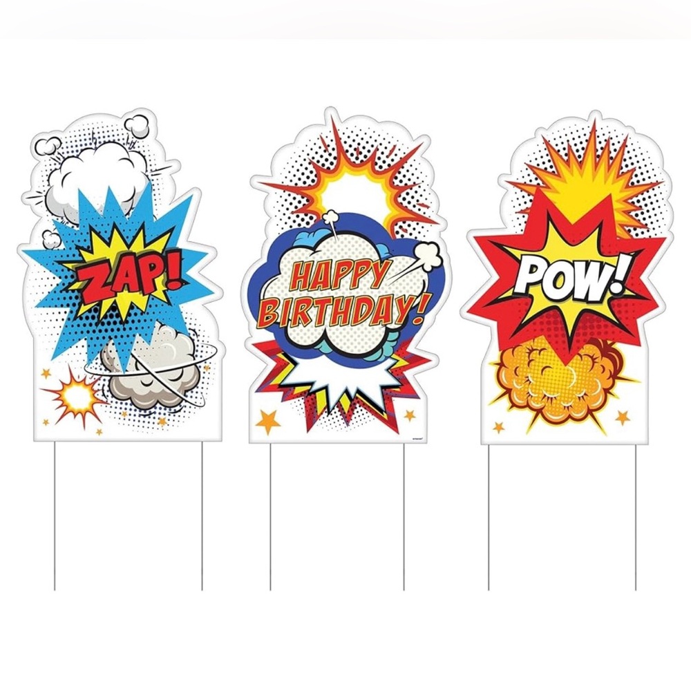 Superhero Birthday Corrugated Plastic Yard Sign Set